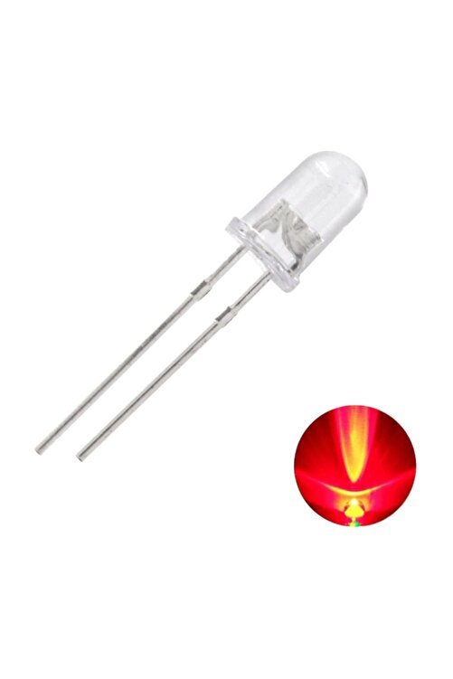 10 ADET - 5MM LED Kırmızı Şeffaf - 5AR3UC-A