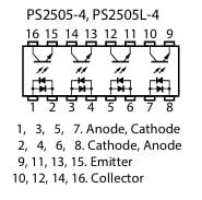 PS2505-4 DIP-16 TRANSISTOR OUTPUT OPTOCOUPLER
