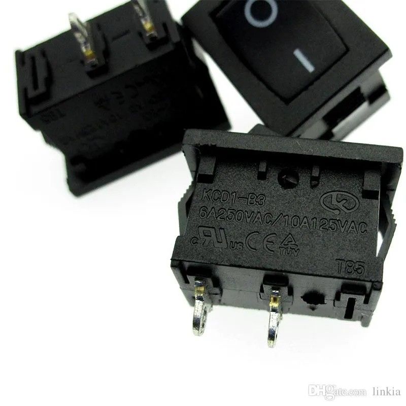 KCD1 2-Pin On-Off Büyük Anahtar 6A 250V - Siyah