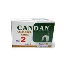 100 ADET -  CANDAN ÇELİK ÇİVİLİ KROŞE NO:2 6MM