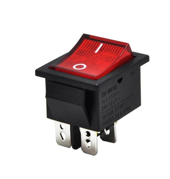 GENİŞ IŞIKLI ANAHTAR KIRMIZI 4PİN 10 AMPER