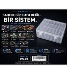 PS-24 24 KUTU PLASTİK ŞEFFAF KUTU SETİ - 24LÜ ORGANİZER