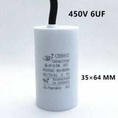Motor Kondansatör  6UF 450VAC CBB60 Kablolu