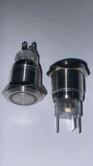 19MM KIRMIZI IŞIK LEDLİ PASLANMAZ ÇELİK GÖVDELİ ON-OFF KALICI METAL BUTON