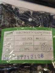 220UF 35V 105C 8X12 ELEKTROLİTİK ALÜMİNYUM KONDANSATÖR - 50 ADET