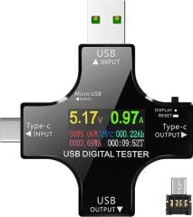 12 İn 1 Çok Fonksiyonlu USB - TYPE-C Dijital Güç Ölçer Test Cihazı (PD/QC Uyumlu)