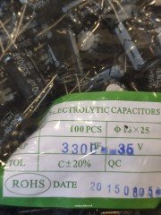 10 ADET - 3300UF 35V 105C 16X25 ELEKTROLİTİK ALÜMİNYUM KONDASATÖR