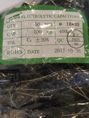5 ADET - 100UF 400V 105C 18X30 ELEKTROLİTİK ALÜMİNYUM KONDANSATÖR