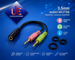 3.5mm Stereo Kulaklık ve Mikrofon Ayırıcı Adaptör