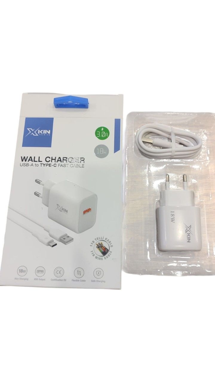 XKIN WALL CHARGER USB-A/TYPE-C FAST CABLE ŞARJ ADAPTÖRÜ/KABLOSU 18W