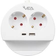 VEA - MODEL:VE-G1102C 1.5 METRE 16A 250V 2 GİRİŞ + 1 USB + 1 TYPE-C MAX3680W 2Lİ USD + TYPE C GİRİŞİLİ ANAHTARLI GRUP PRİZ